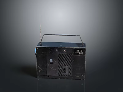 Vintage Black Radio With Antenna Handle Buttons And Interface Design Features 3d model