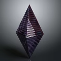 Abstract Purple Geometric Pyramid With Grid Texture On Gray Background