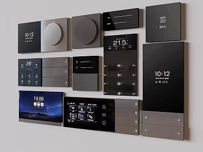 Smart Switch Panels With Various Designs Digital Screens And Time Temperature Displays 3d model