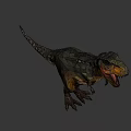Low Poly Style Reptile T Rex With Open Mouth Sharp Teeth Brown Yellow Geometric Shapes