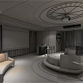 Hotel Room With Starry Ceiling Roulette Wheel Green Sofas And Large Screen TVs