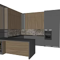 Modern Kitchen Interior With Dark Wooden Cabinets Island Sink Oven And Ambient Lighting