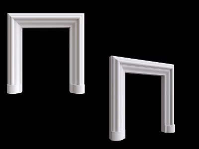 Two White Fireplace Frames With Modern Minimalist Design For Home 3d model