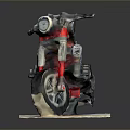 Lego Motorcycle Detailed Model With Red Black Design Engine Parts On White Display Base 3d model