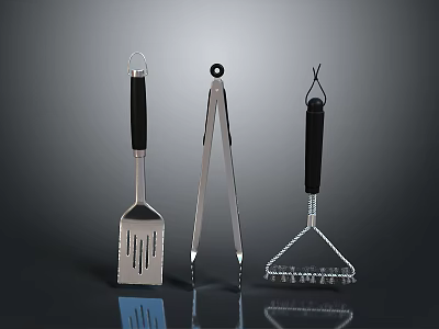 Hardware Tools Set with Metal Spatula Tongs and Triangle Spring Tool Featuring Black Handles 3d model