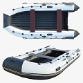 Black And White Inflatable Boat With Wooden Floor And Compact Design
