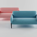 Modern Two Seater Sofas Pink And Blue Upholstered With Black Legs Design 3d model