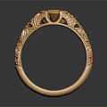 Elegant Golden Ring With Intricate Carved Design And Central Gemstone