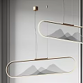 Modern Minimalist Pendant Lights Hanging With Oval Frame And Gray Mountain Pattern 3d model