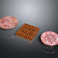 Decorative Round And Square Manhole Covers With Perforated Patterns And Designs 3d model