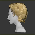 White Human Head Mannequin With Blonde Curly Hair And Facial Organs