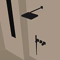 Sleek Modern Wall Mounted Black Shower Head With Control Knobs In Bathroom 3d model