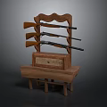 Wooden Furniture With Display Rack Hanging Gun Slots And Drawer Cabinet Base