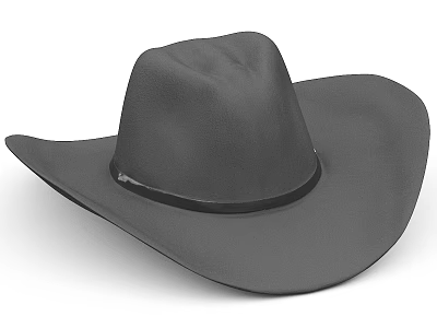 Black Cowboy Hat With Wide Brim And Leather Band For Western Fashion 3d model