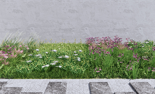 Modern Grass Flowers Plants Grass Courtyard Flowers Meadow 3d model