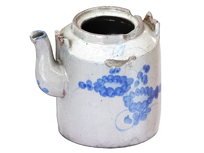 Traditional White Ceramic Teapot With Blue Floral Patterns And Classic Design 3d model