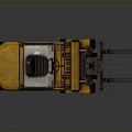 Yellow Heavy Duty Forklift With Metal Frame Cab Large Wheels And Forks