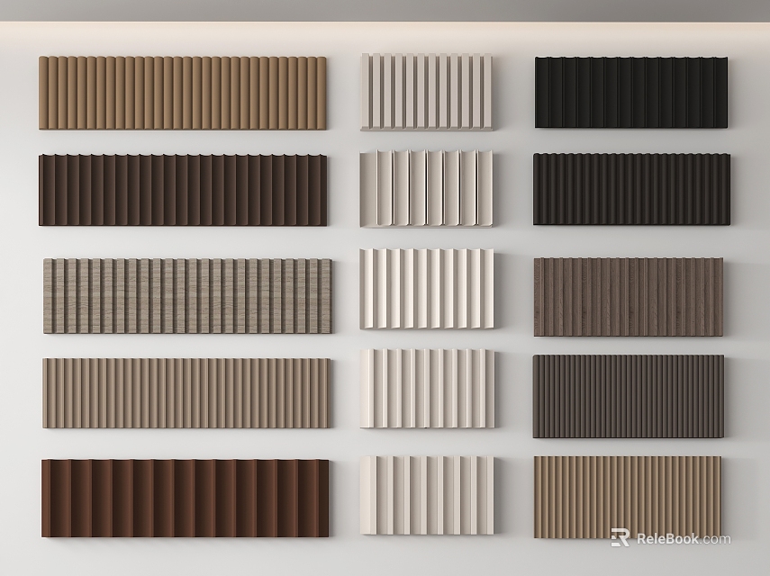 Modern Wall Panels Collection With Various Colors Textured Patterns And Styles 3d model 
