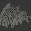 Curved Gray Stone Blocks Arrangement For Scenic Architectural Construction Elements