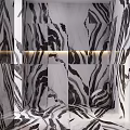 Stunning Black And White Marble Wall Design With Striped Patterns And Ambient Lighting