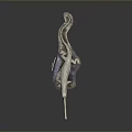 Realistic Gavial Reptile Figurine With Long Snout On Transparent Display Base