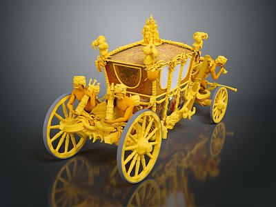 European Carriage Golden Carriage Golden Carriage Luxury Carriage 3d model