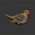 Vibrant Bird Sculpture With Orange Chest Yellow Head Wings On Reflective Grey Surface