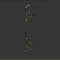 Traditional Decorative Bow Weapon With Curved Wooden Structure And Colorful Carved Accents