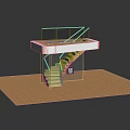 Modern Staircase Interior Design with Wooden Steps Glass Railing and White Platform