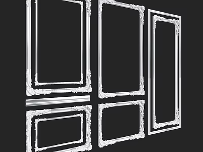White Decorative Frames With Ornate Edges For Interior Components 3d model