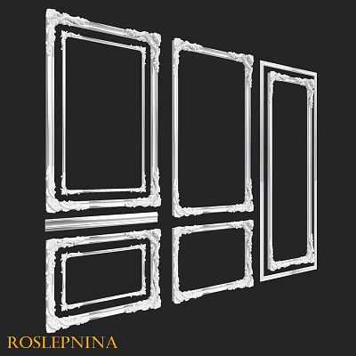 White Decorative Frames With Ornate Edges For Interior Components 3d model