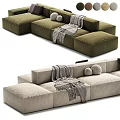 Modern Soft Modular Fabric Double Sofa With Decorative Pillows Blankets And Multiple Color Options