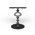 Black Modern Side Table with Round Tabletop and Unique Decorative Base 3d model