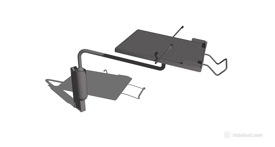 Black Metal Multipurpose Stand With Adjustable Rod Platform And Stable Support Legs 3d model 
