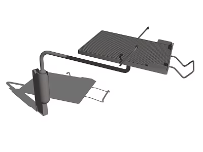 Black Metal Multipurpose Stand With Adjustable Rod Platform And Stable Support Legs 3d model