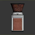 Modern Electric Coffee Grinder With Silver Metal Body And Red Coffee Bean Hopper