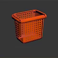 Orange Plastic Storage Basket With Grid Design For Household Organization 3d model