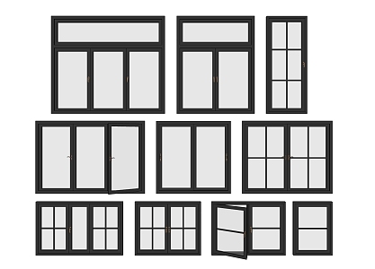 Modern casement window aluminum alloy door and window combination 3d model