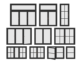 Modern casement window aluminum alloy door and window combination 3d model