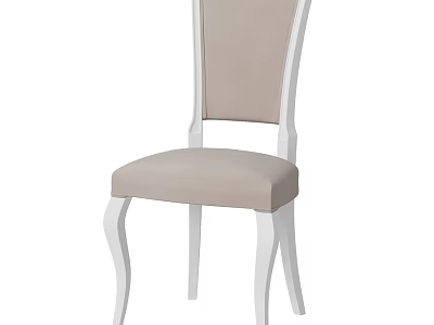 Modern Single Chair With Light Gray Fabric Seat And White Curved Legs 3d model