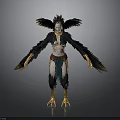 Mythical Creature With Eagle Like Head Black Feathers Golden Claws And Green Belt