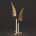 Luxury Modern Table Lamp with Golden Leaf Design and White Lamp Columns
