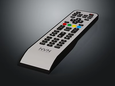 Television Remote Control with Red Green Yellow Blue Buttons and NAV Brand Design 3d model