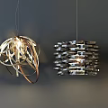 Unique Modern Chandelier Designs With Twisted Metal Strips And Layered Structures For Interior Lighting