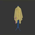 Wooden Coat Rack With Gray Knitted Shawl On Simple Dark Background