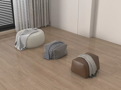 Modern Sofa Stool Fabric Sofa Stool Bed End Stool Foot Bench Round Stool 3d model