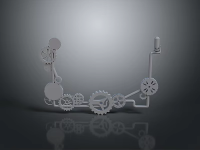 Modern Industrial Lighting Combination with Multiple Gear Designed Lights and Metal Frame for Decorative Lighting 3d model