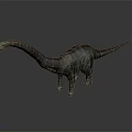 Sauropod Dinosaur 3D Model with Long Neck Tail Gray Body Red Markings and Yellow Underbelly