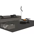 Brown Leather Sofa Coffee Table Set With Ottoman Floor Lamp And Rug