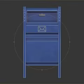 Blue Household Mailbox With Arched Top Envelope Icon Drawer Cabinet Door And Four Legs